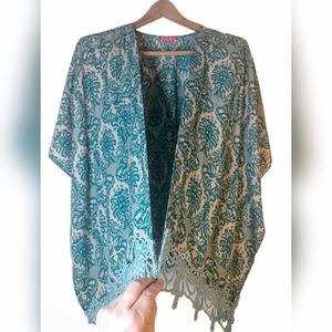 Emma's Closet Shawl Kimono Wrap Fringe Boho Festival Swim Cover Romantic Flowy